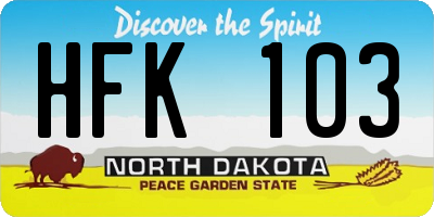 ND license plate HFK103