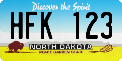 ND license plate HFK123