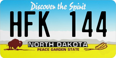 ND license plate HFK144