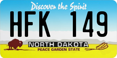 ND license plate HFK149