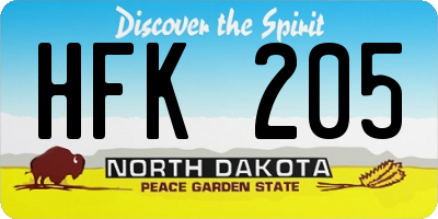 ND license plate HFK205
