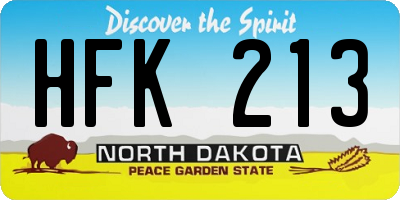 ND license plate HFK213