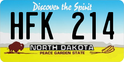 ND license plate HFK214