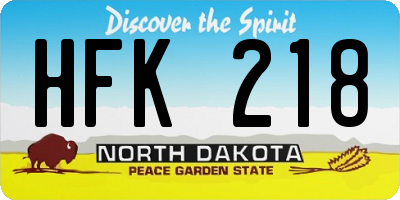 ND license plate HFK218