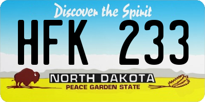 ND license plate HFK233