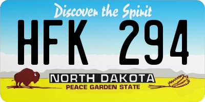 ND license plate HFK294