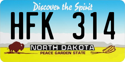 ND license plate HFK314