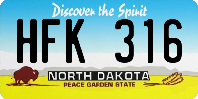ND license plate HFK316