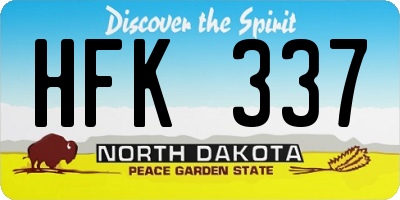 ND license plate HFK337