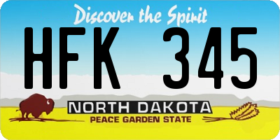ND license plate HFK345