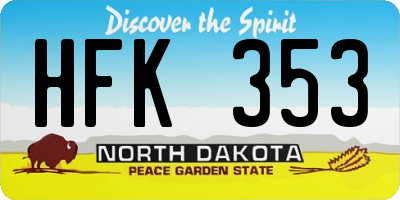 ND license plate HFK353