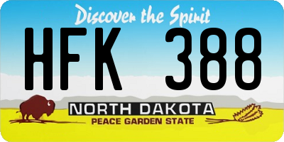 ND license plate HFK388
