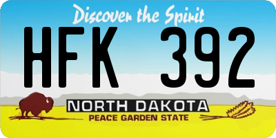 ND license plate HFK392