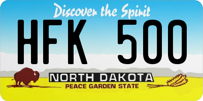 ND license plate HFK500