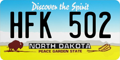 ND license plate HFK502