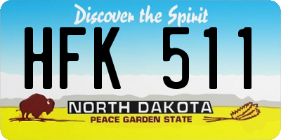 ND license plate HFK511