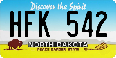 ND license plate HFK542