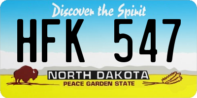 ND license plate HFK547