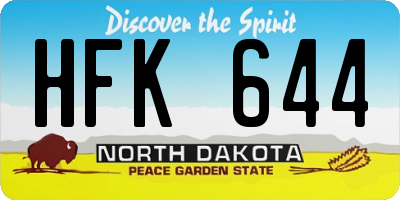 ND license plate HFK644