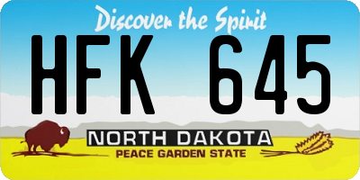ND license plate HFK645
