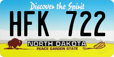 ND license plate HFK722