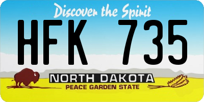 ND license plate HFK735