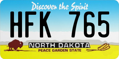 ND license plate HFK765