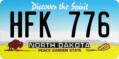 ND license plate HFK776