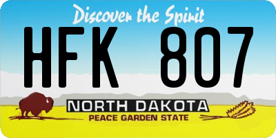ND license plate HFK807