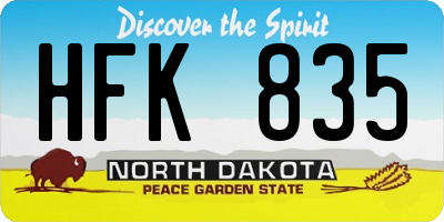 ND license plate HFK835