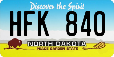 ND license plate HFK840