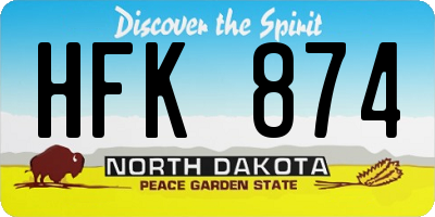 ND license plate HFK874