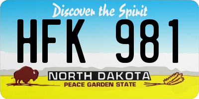 ND license plate HFK981