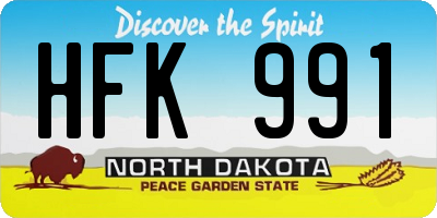 ND license plate HFK991