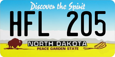 ND license plate HFL205