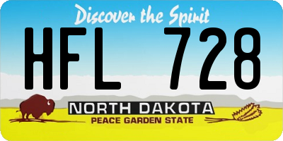 ND license plate HFL728