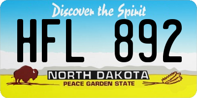 ND license plate HFL892