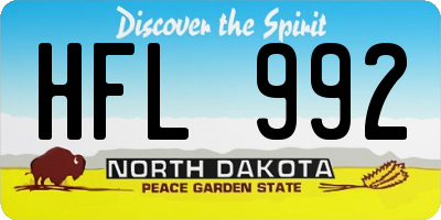 ND license plate HFL992