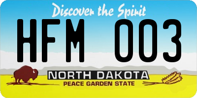 ND license plate HFM003