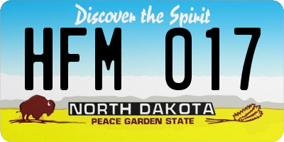 ND license plate HFM017