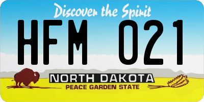 ND license plate HFM021