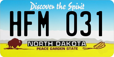 ND license plate HFM031