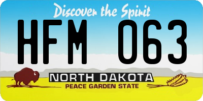 ND license plate HFM063