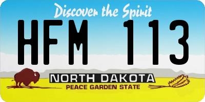 ND license plate HFM113