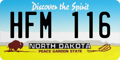 ND license plate HFM116