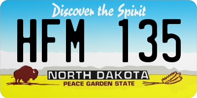 ND license plate HFM135