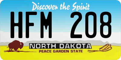 ND license plate HFM208