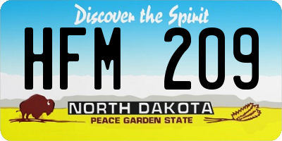 ND license plate HFM209