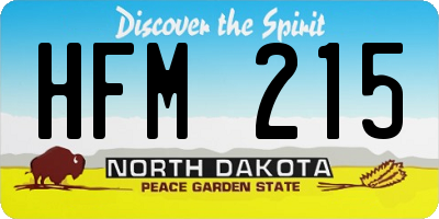 ND license plate HFM215