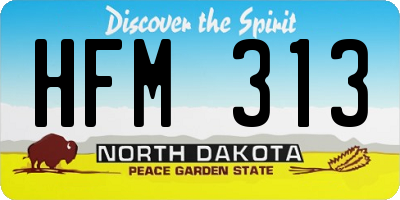 ND license plate HFM313